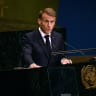 French President Emmanuel Macron speaks during the 81st session of the United Nations General Assembly at the UN Headquarters on September 22, 2026 in New York City.