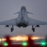 A Royal Air Force Eurofighter Typhoon jet comes in to land at RAF Coningsby after a sortie on February 19, 2026. (Illustrative)