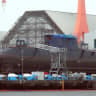 The INS Drakon at the TKMS shipyard in Kiel, Germany, in August 2023.