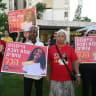 Demonstrators at the rally for Haymanot Kasau, September 23, 2026.