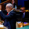 Prime Minister Benjamin Netanyahu gestures as he addresses the 80th United Nations General Assembly (UNGA) at UN headquarters in New York City, US, September 26, 2025