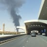 Large plume of black smoke rises from the fuel storage area at King Khalid International Airport, in Riyadh, Saudi Arabia, September 19, 2026.