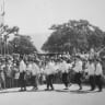 Families and children celebrate Sukkot at Horshat Tal in 1963. 