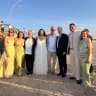 : Yulie Ben Ami, daughter of former Gaza hostages Raz and Ohad Ben Ami, alongside President Isaac Herzog, his wife Michal, and other guests during her wedding ceremony in Israel, September 24, 2026.