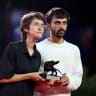 Rachel Szor and Yuval Abraham pose with the Special Jury Prize for ‘NAZA’ at the 83rd Venice International Film Festival in September. 
