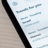 A photo of a smartphone showing Israel and Hamas as two trending words on X, October 11, 2023 (illustrative)