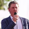 Then-Tarrant County Republican Party Chair Bo French speaks at a rally on April 15, 2025, in Mansfield, Texas.