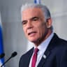 Opposition leader Yair Lapid speaks during a press conference as part of the Together party election campaign in Tel Aviv, central Israel, August 19, 2026.