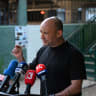 B'Yachad leader and former prime minister Naftali Bennett speaks at the Hostages Square, in Tel Aviv, September 29, 2026
