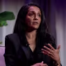 Mayoral candidate and city councilwoman Nithya Raman speaks during the 2026 Jewish Los Angeles Mayoral Forum panel discussion at the Skirball Cultural Center in Los Angeles,, Sept. 29, 2026. 