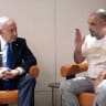 Prime Minister Benjamin Netanyahu meets Yaniv Hayoun, a passenger on the FlyDubai flight bound for Israel from the United Arab Emirates, which was diverted to Saudi Arabia following an emergency signal, at the Ben Gurion Airport, Israel, October 1, 2026.