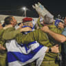 SIMCHAT TORAH at a base on the border with Gaza, last Oct. 