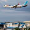 A flydubai Boeing 737 MAX 8 aircraft prepares for landing at Israel's Ben Gurion Airport in Lod on September 30, 2026.