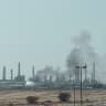 Smoke rises from a fire at the Aramco refinery south of Riyadh, Saudi Arabia, October 3, 2026. Picture taken with a mobile phone.