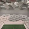 A model of the proposed NEOM Stadium is seen inside the Saudi Arabia World Cup bid exhibition.