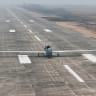 A suicide drone equipped with artificial intelligence (AI) technology is pictured on a runway, on the day North Korean leader Kim Jong Un guides defense science research projects, in this photo released by North Korea's official Korean Central News A