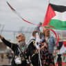 A pro-Palestine demonstration during Day Two of the Green Party Conference at Brighton Centre on October 3, 2026 in Brighton, England. 