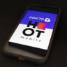 An illustration showing the logos of Pelephone and Hot Mobile displayed on a Pelephone screen in Jerusalem, November 17, 2025.