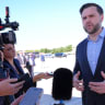 US Vice President JD Vance speaks to reporters before boarding Air Force Two to travel to Alaska, at Joint Base Andrews, Maryland, US, October 5, 2026.
