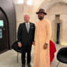 Ogiame Atuwatse III, 21st Olu of the Warri Kingdom of Nigeria, and Bishop Robert Stearns of Eagles' Wings pictured in Jerusalem on October 4, 2026.