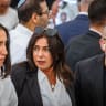 Transportation Minister Miri Regev attends a state memorial ceremony for civilians murdered in the October 7 massacre, at Mount Herzl in Jerusalem, October 5, 2026