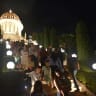 The steps leading to the Bahá'í Shrine in Haifa, Israel.