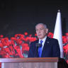 Prime Minister Benjamin Netanyahu gives an address at the October 7 memorial ceremony on Mount Herzl, Jerusalem, October 5, 2026.