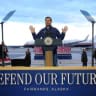 US Vice President JD Vance speaks at a campaign rally at Fairbanks International Airport in Fairbanks, Alaska, US, October 5, 2026. 