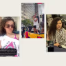 Images from Philadelphia schoolteacher Hannah Gann's social media and public appearances at school board meetings, including reposts referencing paragliders and a Hamas-inspired nail polish design.