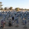People visit the site of the Nova music festival, where partygoers were killed and kidnapped during the deadly Hamas-led October 7, 2023 massacre, on the third anniversary of the attack, near Reim, southern Israel, October 7, 2026.