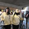 Mili and Liel Yahalomi exiting Ben-Gurion Airport, October 7, 2026.