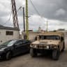 An army vehicle patrols around the town on September 30, 2026 in Zawtar Al-Gharbiyah, Lebanon.