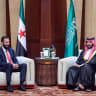 Syrian President Ahmed al-Sharaa meets Saudi Crown Prince Mohammed bin Salman, in Riyadh, Saudi Arabia, October 6, 2026.
