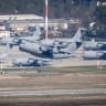 A Boeing C-17A globemaster III cargo plane of the US Air Force takes off from Ramstein Air Base on April 02, 2026 in Ramstein-Miesenbach, Germany.