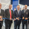 (R-L): Israeli Military Attaché to Morocco, Col. Sharon Itach, Head of SIBAT, Israel Ministry of Defense, Brig. Gen. (Res.) Yair Kulas, Head of Mission of the State of Israel to Morocco, Yosef Ben David, Rafael CEO, Yoav Tourgeman, Marrakech Airshow 2026.