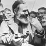 AMERICAN WRITER Ernest Hemingway (1899-1961) travels with US soldiers on their way to Normandy for the D-Day landings, in his capacity as war correspondent, in 1944. 