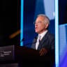 Sylvan Adams, president of the World Jewish Congress Israel, spoke in Jerusalem, three years after the October 7 Hamas massacre.
