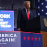 U.S. President Donald Trump speaks during an election rally at the Oncenter on October 09, 2026 in Syracuse, New York.