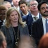 NYPD Commissioner Jessica Tisch and New York City Mayor Zohran Mamdani attend an unveiling ceremony for a new 9/11 Memorial Wall at One Police Plaza on September 09, 2026 in New York City. 