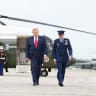 US President Donald Trump departs for Tennessee, at Joint Base Andrews Saturday, 10th October 2026