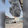 Smoke and flames rise from King Khalid Airport, after Yemen’s Iran-backed Houthis said they attacked the airport, in Riyadh, Saudi Arabia, October 8, 2026, in this screengrab obtained from a social media video.