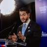 Democratic US Senate candidate Abdul El-Sayed speaks to the press in the spin room after taking part in a debate with Republican rival candidate Mike Rogers, in Grand Rapids, Michigan, US, October 8, 2026. 