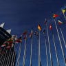 Flags flutter near the European Parliament building in Strasbourg, France September 17, 2026.
