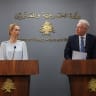 EU European Commission Vice-President Kaja Kallas and Lebanon's Foreign Minister Youssef Rajji attend a press conference, in Beirut, Lebanon, October 8, 2026.