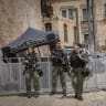 (Illustrative) Israeli border police officers stand guard at the entrance to Jerusalem’s Old City on April 6, 2026.  