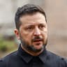 Ukraine's President Volodymyr Zelensky speaks to the media in the Chernihiv region, Ukraine, October 8, 2026. 