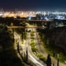 A nighttime view of the Haifa Port and the surrounding area in the northern Israeli city of Haifa, September 17, 2026.