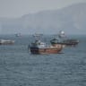Vessels at the Strait of Hormuz, as seen from Musandam, Oman, October 2, 2026. 