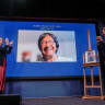 NOBEL PEACE Center director Kjersti Flogstad and Norwegian Nobel Committee head Jorgen Watne Frydnes talk with this year’s Peace Prize laureate Navi Pillay via video link at the Nobel Peace Center in Oslo, on October 10, 2026.