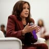 Former US vice president Kamala Harris speaks at the third annual SHE LEADS Conference at SLS Hotel on September 29, 2026 in Los Angeles, California.
